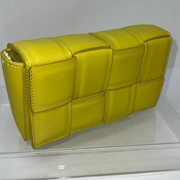 Lime Green Leatherette Braided Box Clutch Bag Purse - Picture 1 of 7
